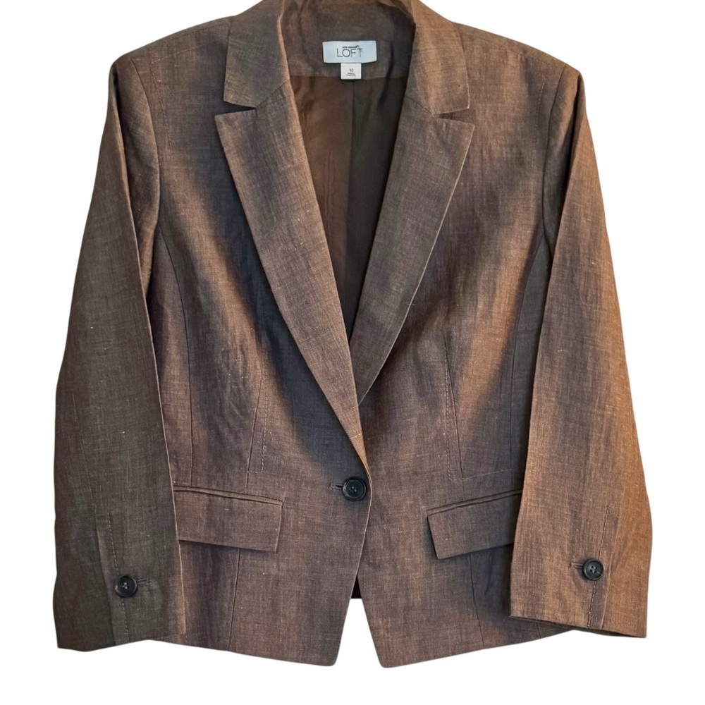Loft Single-Button Blazer in Classic Chic Neutral Warm Brown Size 10 - Picture 2 of 15